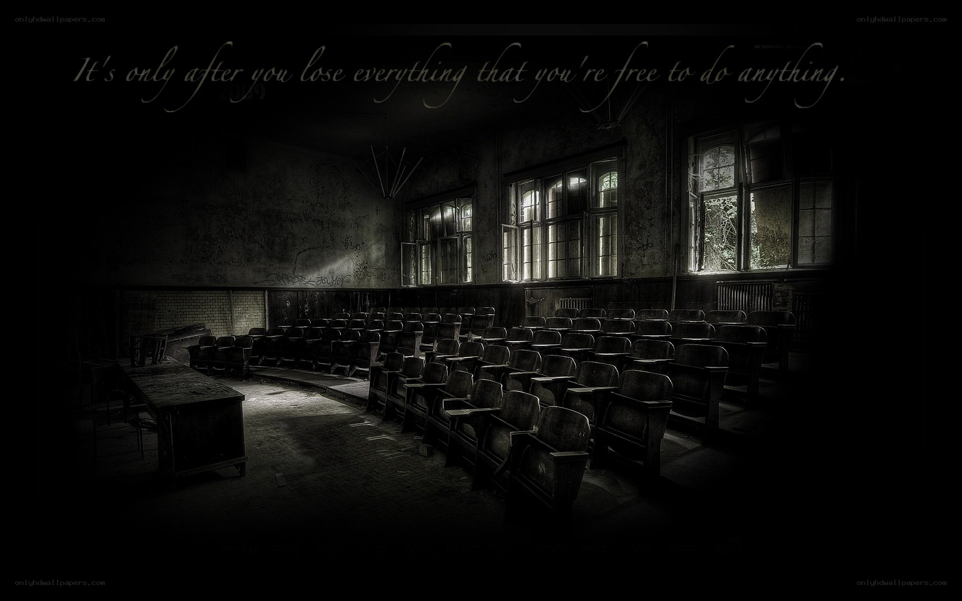 abandoned lecture hall