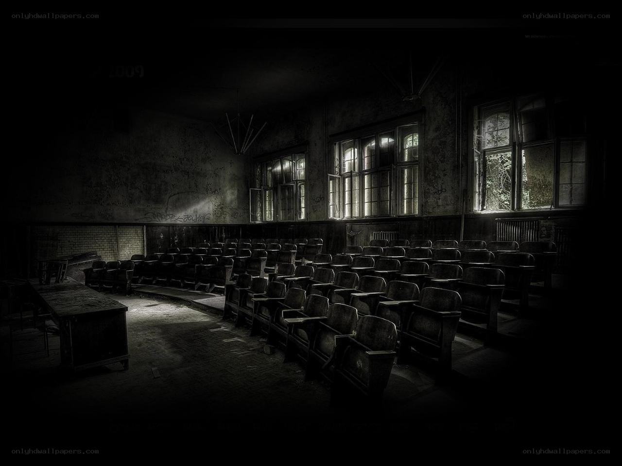 abandoned lecture hall