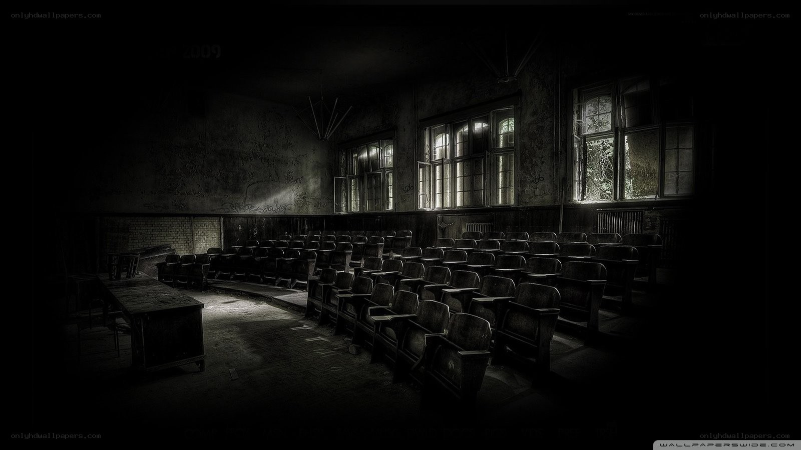 abandoned lecture hall