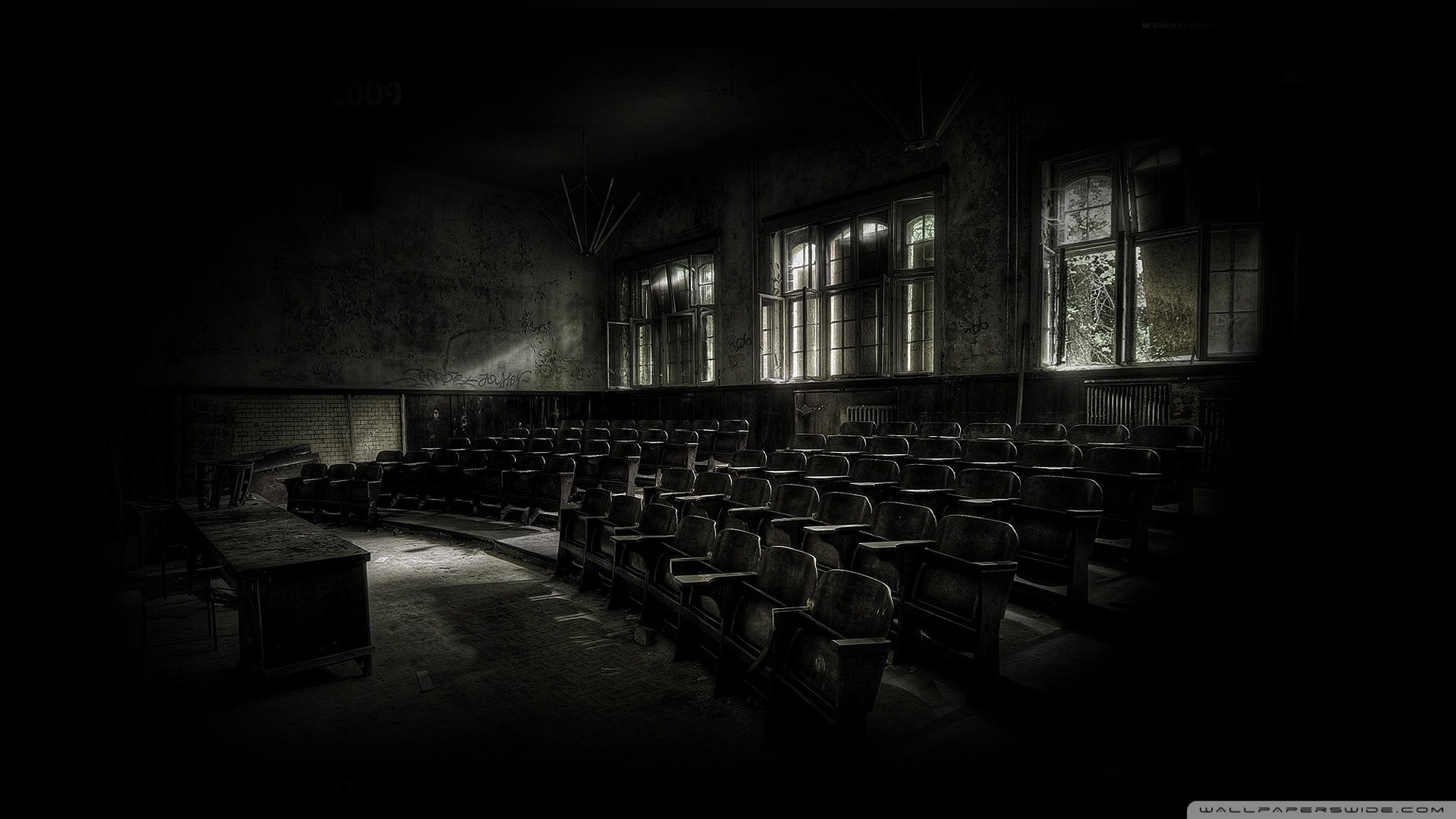 abandoned lecture hall