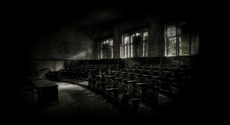 abandoned lecture hall