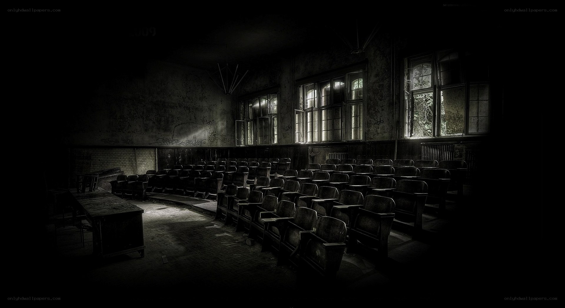 abandoned lecture hall