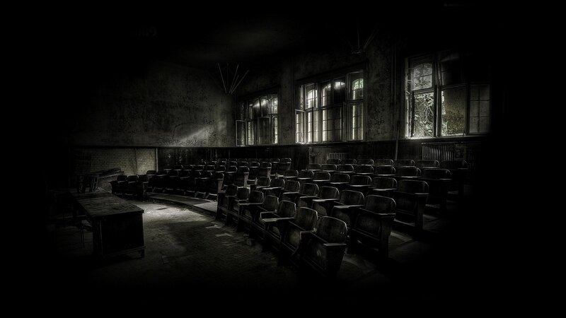 abandoned lecture hall