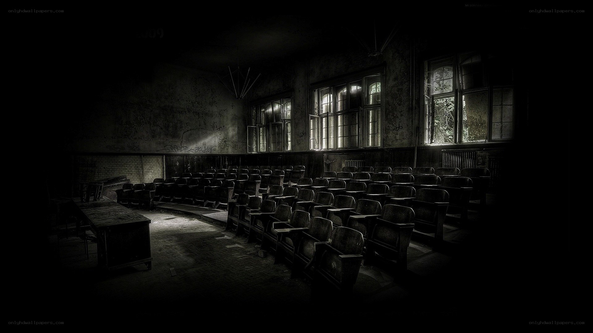 abandoned lecture hall