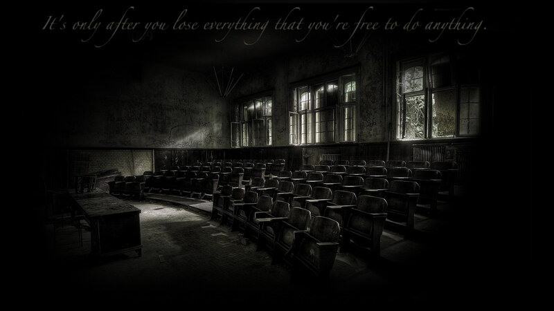 Abandoned Lecture Hall — Black, Dramatic, Night, Photograph