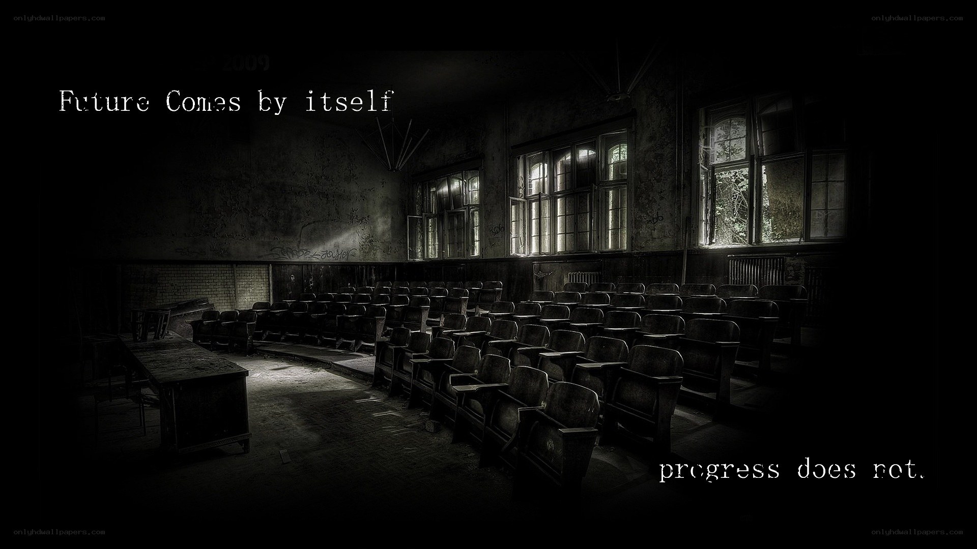 abandoned lecture hall