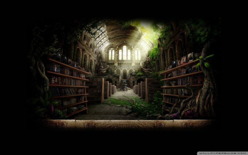 abandoned library with nature