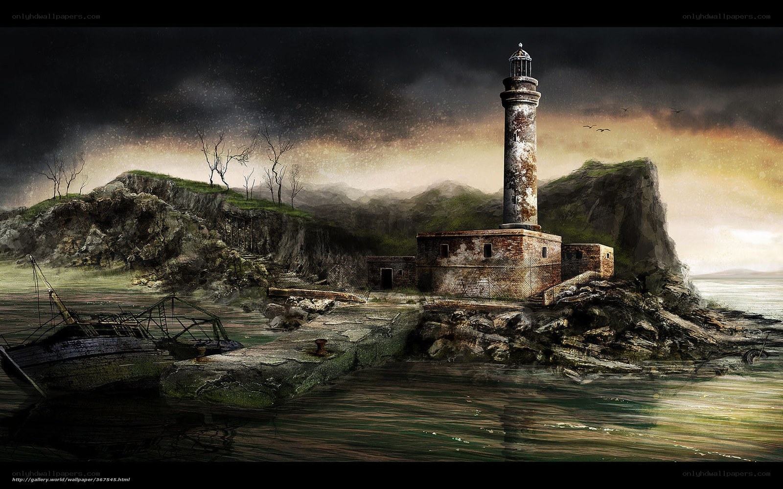 Abandoned lighthouse on rocky island