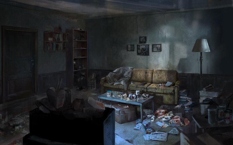 Abandoned Living Room — Gray
