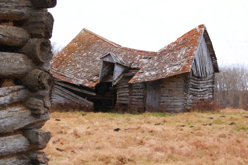Abandoned Log Cabin — Brown, Desolate, Autumn