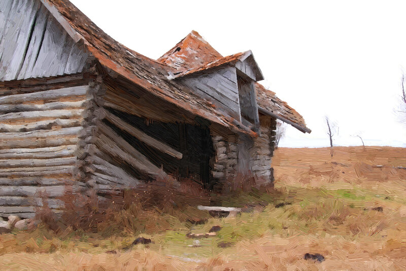 Abandoned Log Cabin — Brown, Desolate