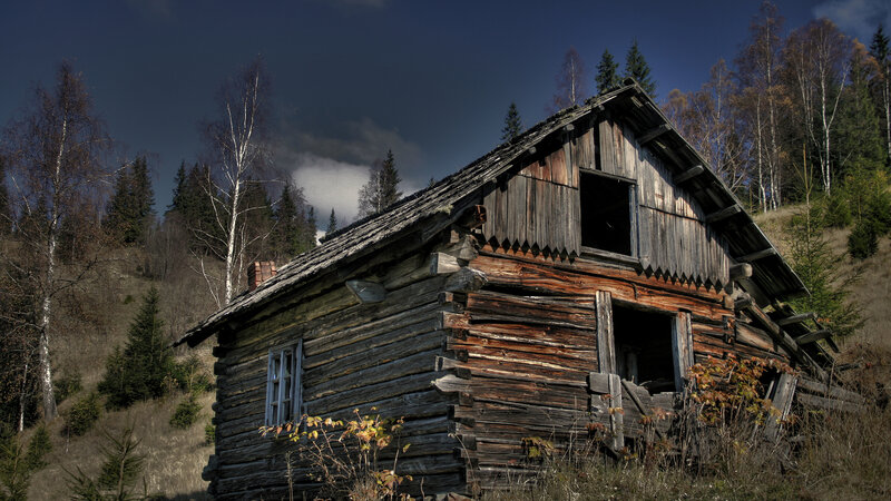 Abandoned Log Cabin — Brown, Dramatic