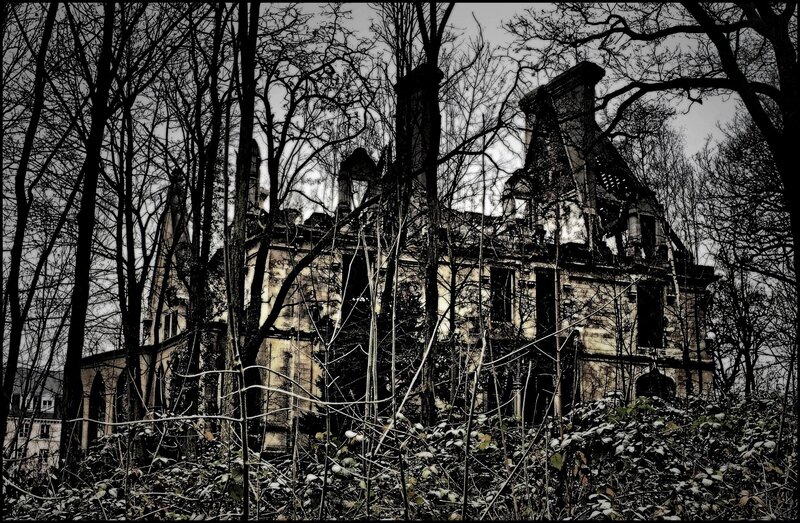 Abandoned mansion in forest
