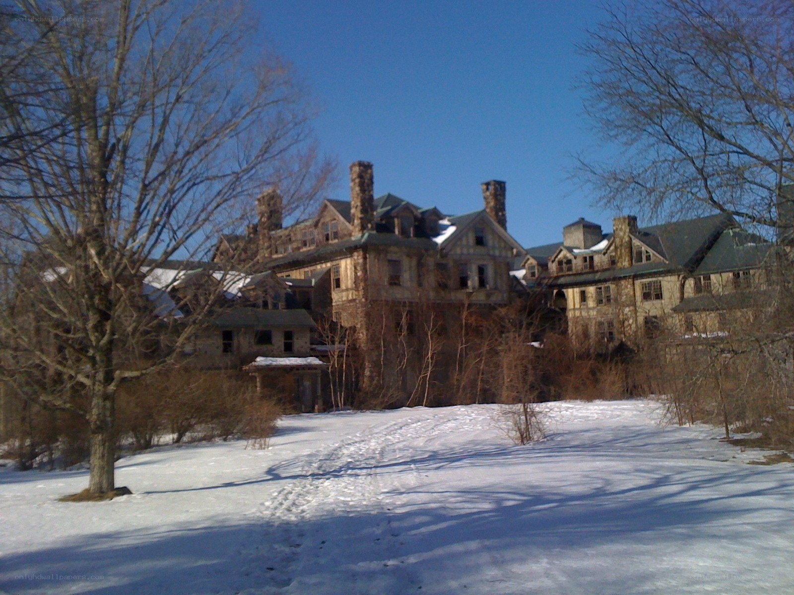 Abandoned mansion in winter
