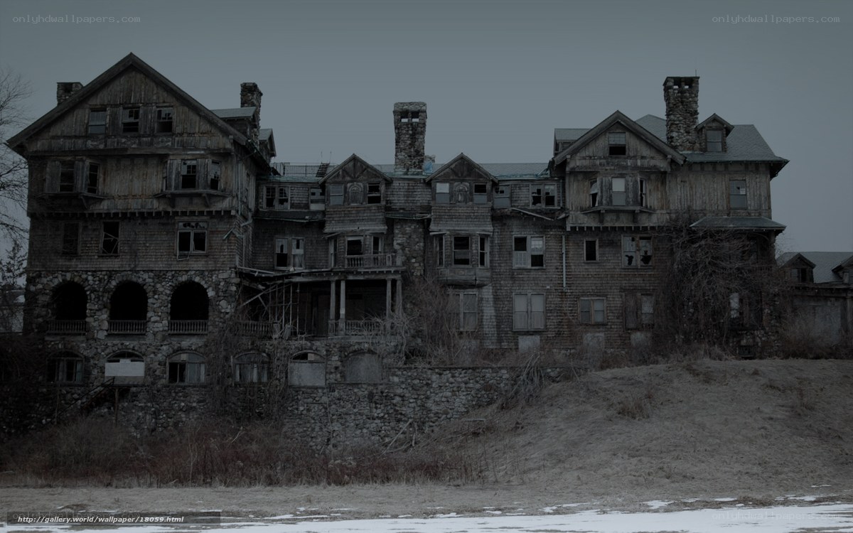 abandoned mansion in winter