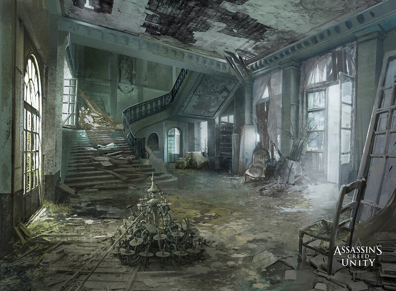 Abandoned Mansion Interior — Gray, Dramatic