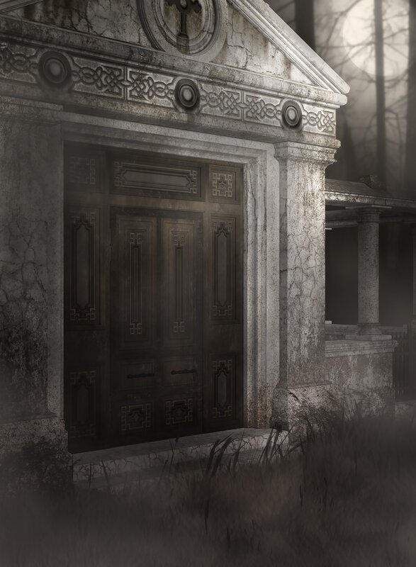 abandoned mausoleum entrance