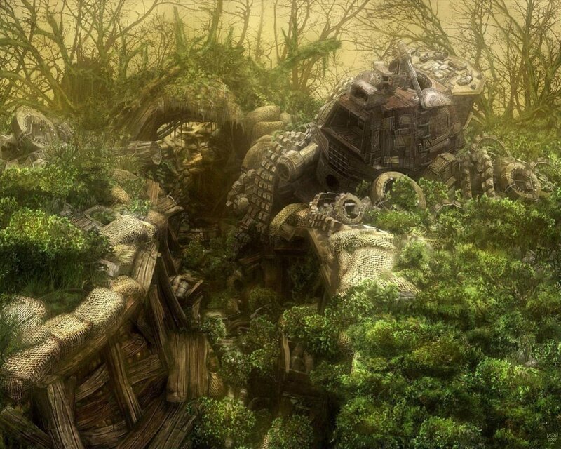 Abandoned Mech in Forest