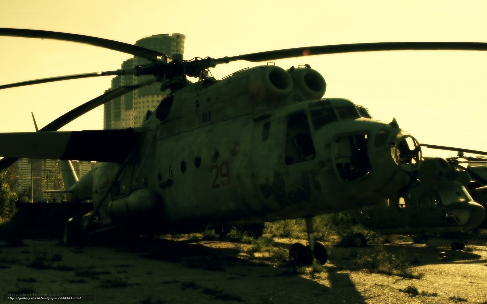 Abandoned military helicopters