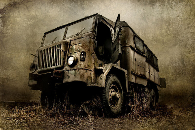 abandoned military truck