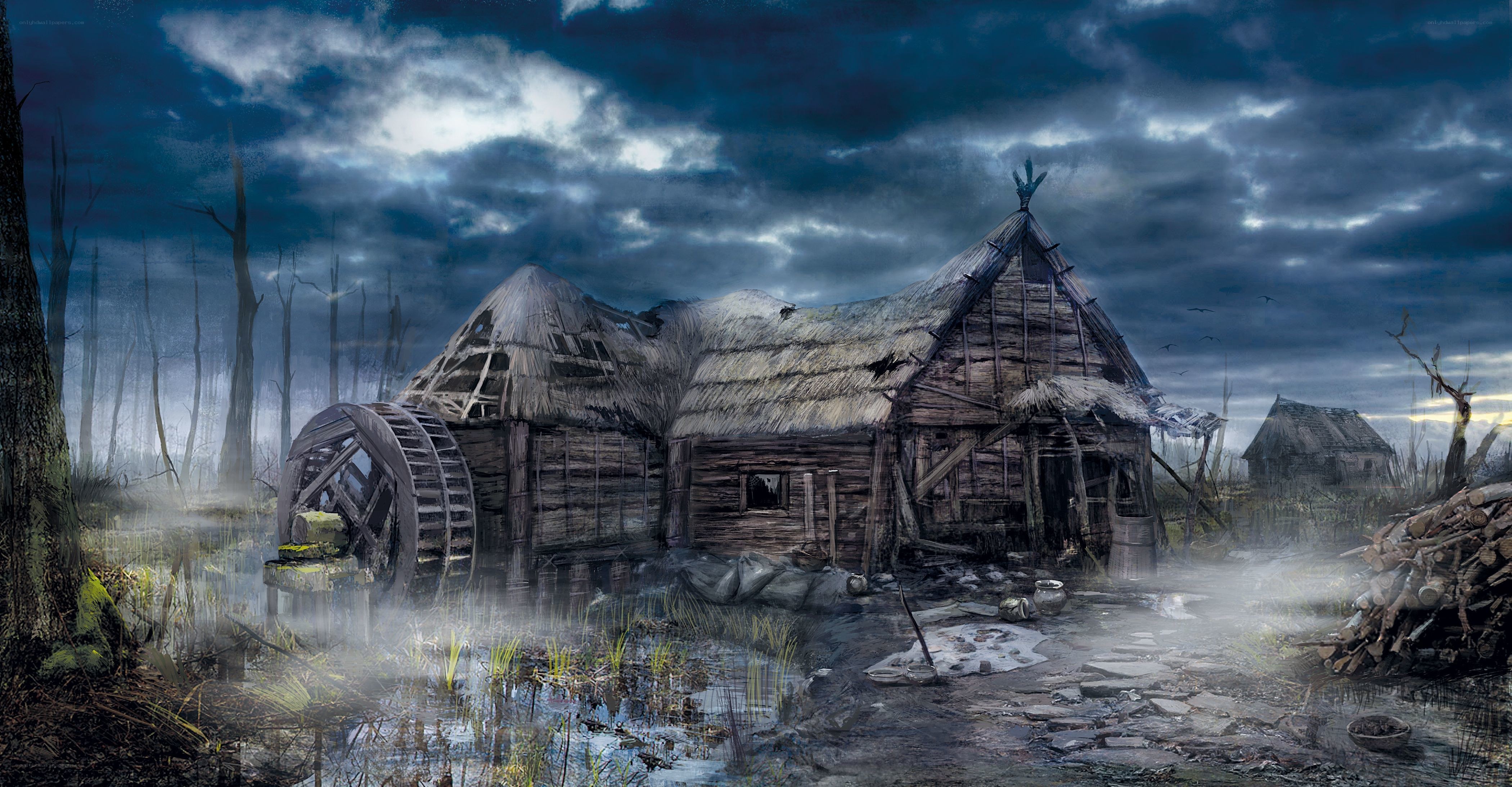 abandoned mill in swamp