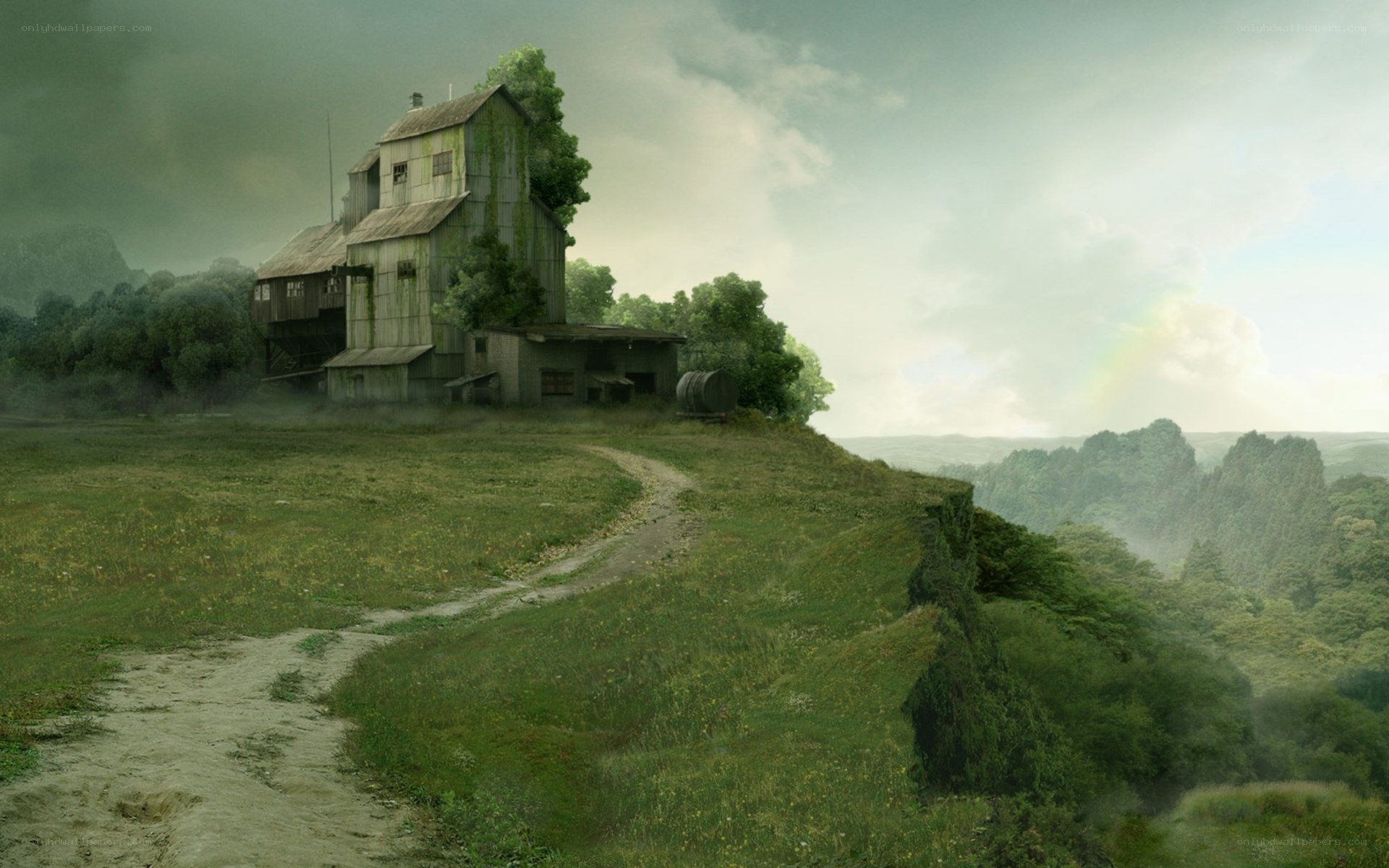 abandoned mill on a hill