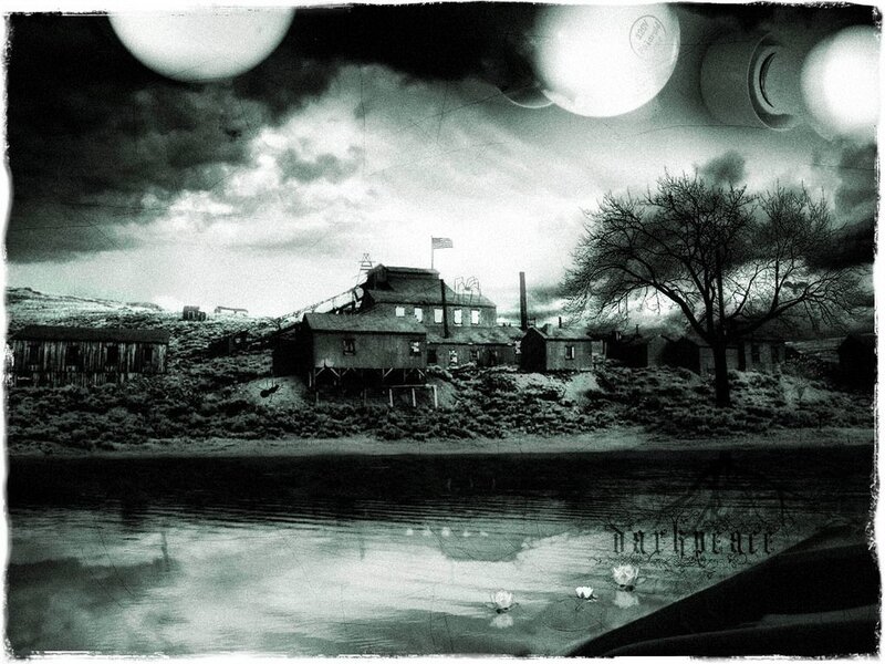 abandoned mining town at dusk