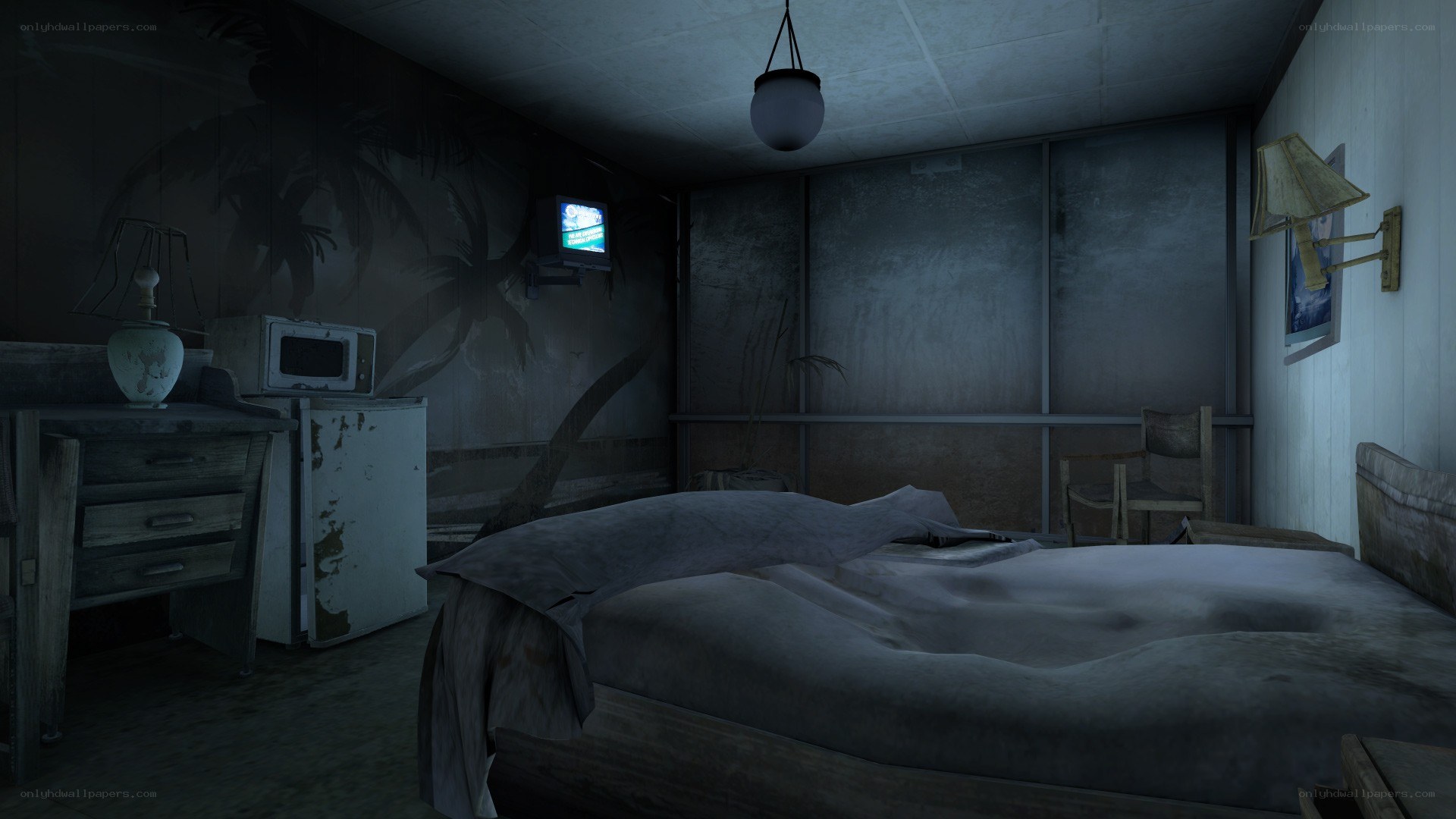 abandoned motel room