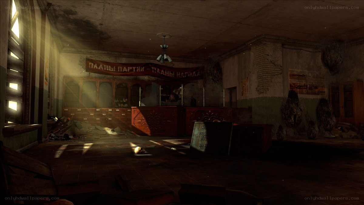 abandoned office interior