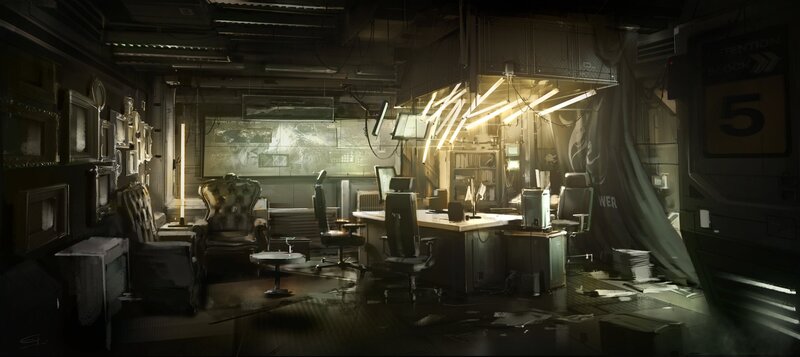 Abandoned Office Room — Black, Dramatic