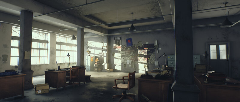 Abandoned Office Room — Gray