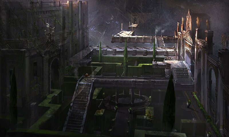 abandoned palace courtyard
