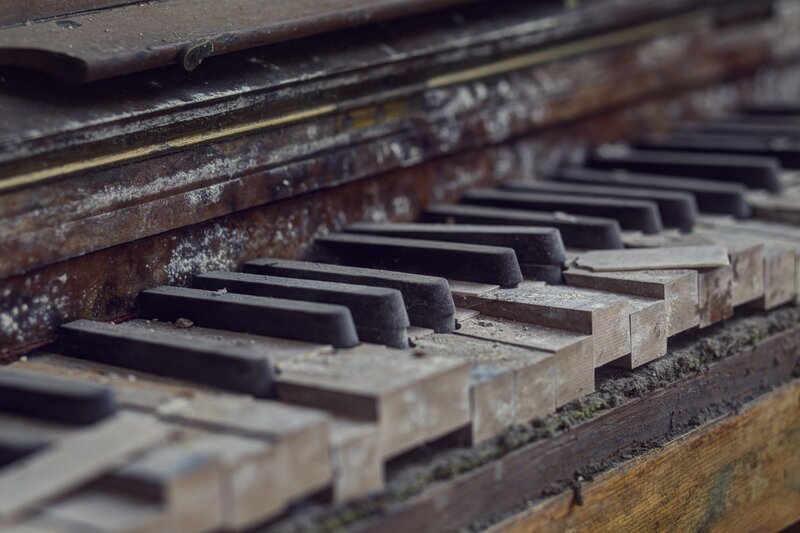 Abandoned Piano Keys — Brown, Decaying, Photograph, Dusty