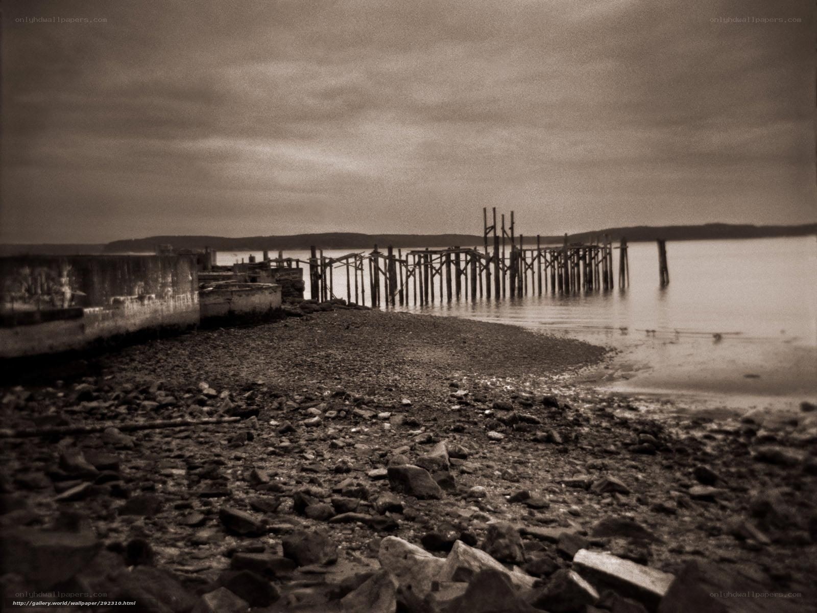 abandoned pier at dusk