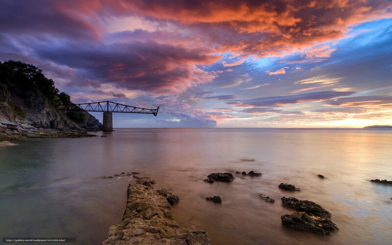 Abandoned Pier at Sunset — Orange, Dramatic