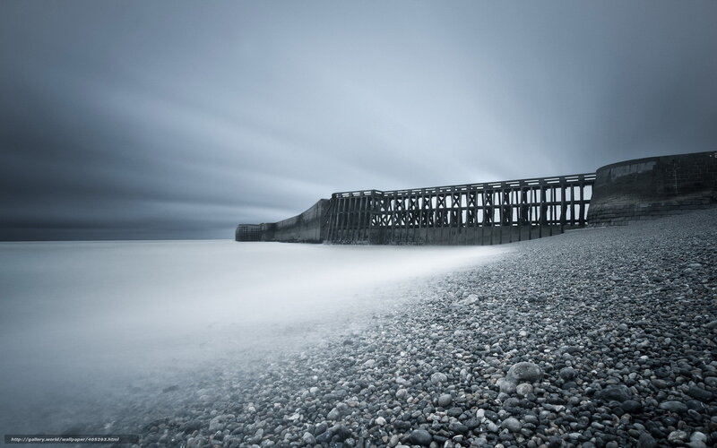 Abandoned pier on a stormy day