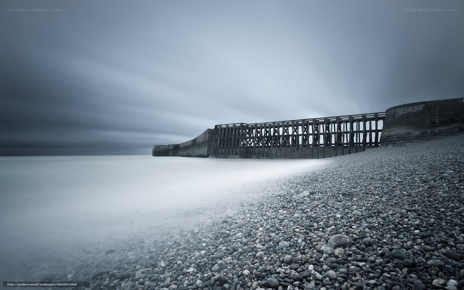Abandoned pier on a stormy day