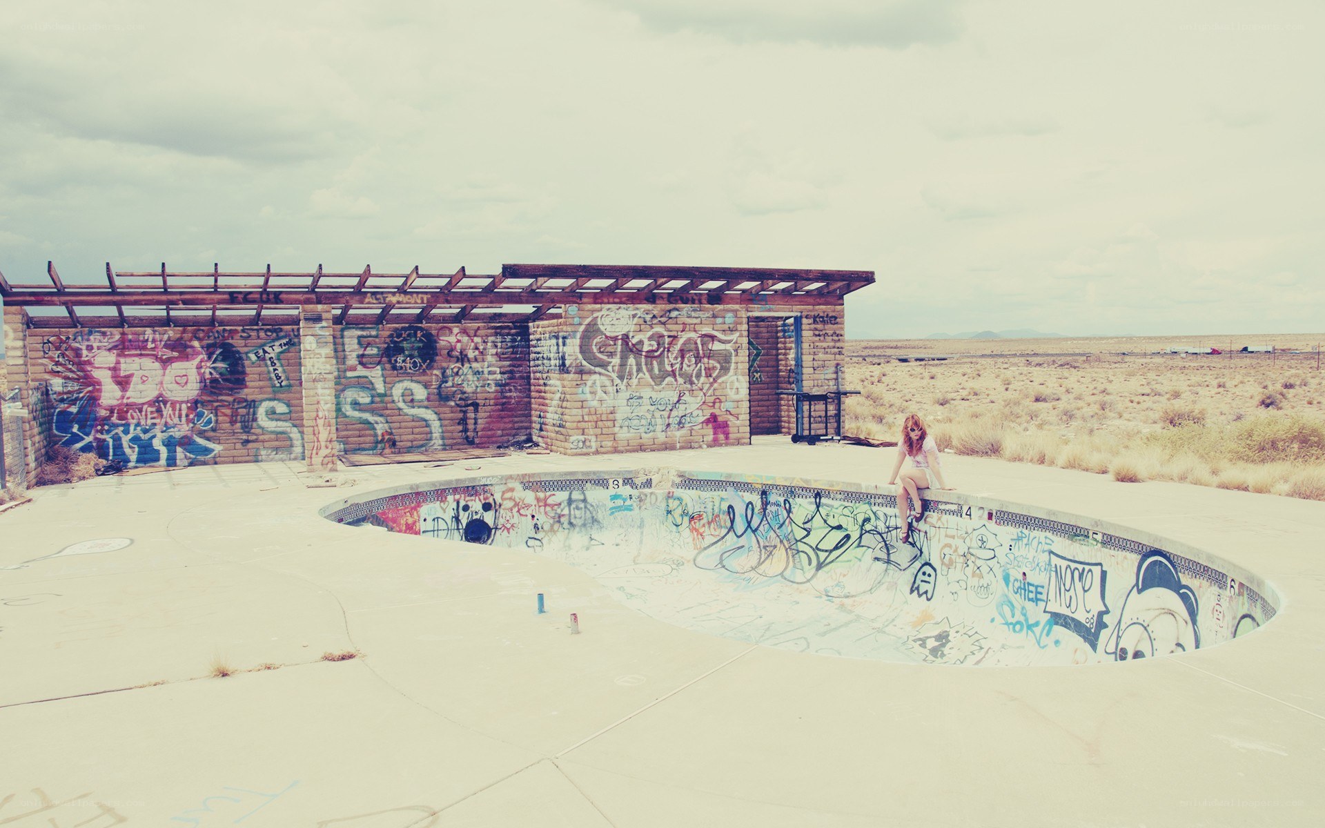 Abandoned pool in the desert
