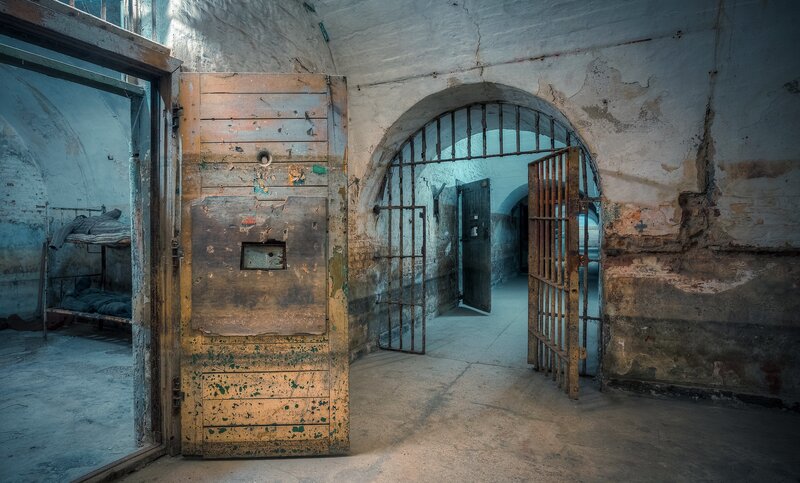 Abandoned Prison Cell — Gray, Dramatic