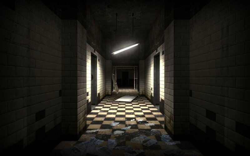 Abandoned Prison Corridor — Black, Dark, Eerie