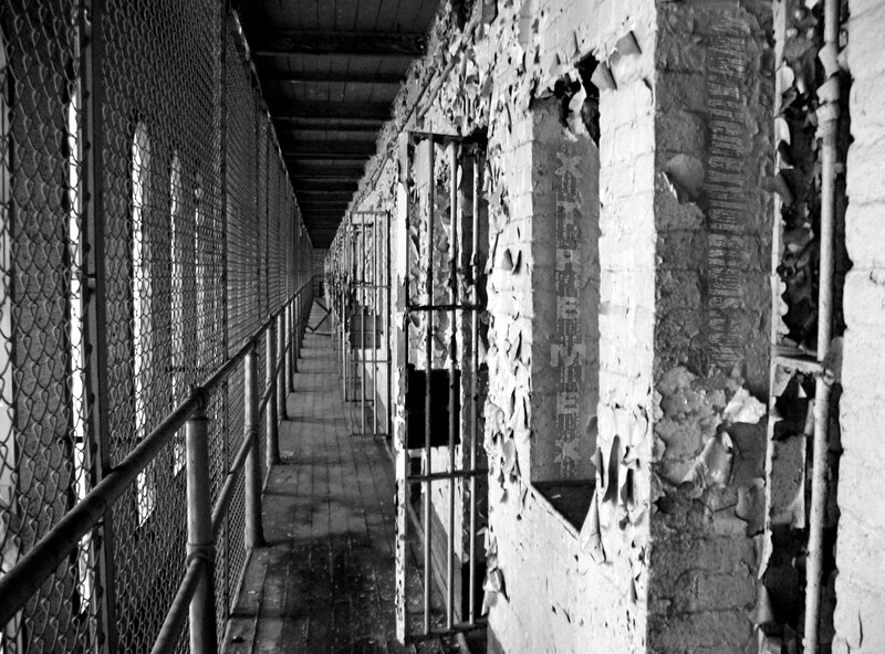 Abandoned Prison Corridor — Black, Dramatic