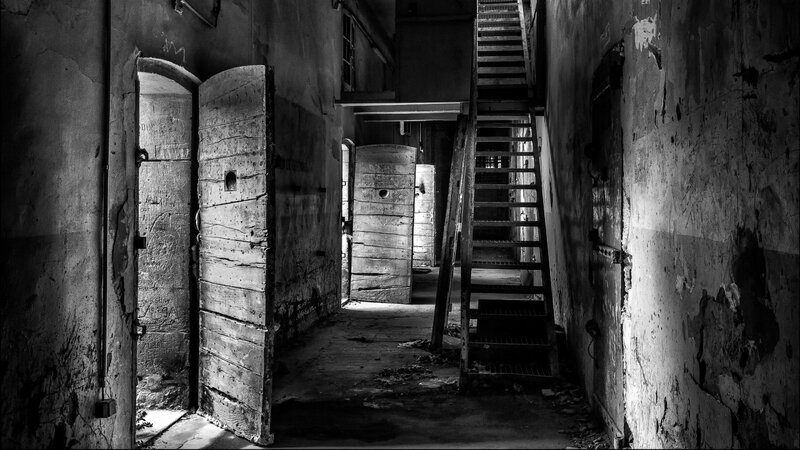 Abandoned Prison Corridor — Black