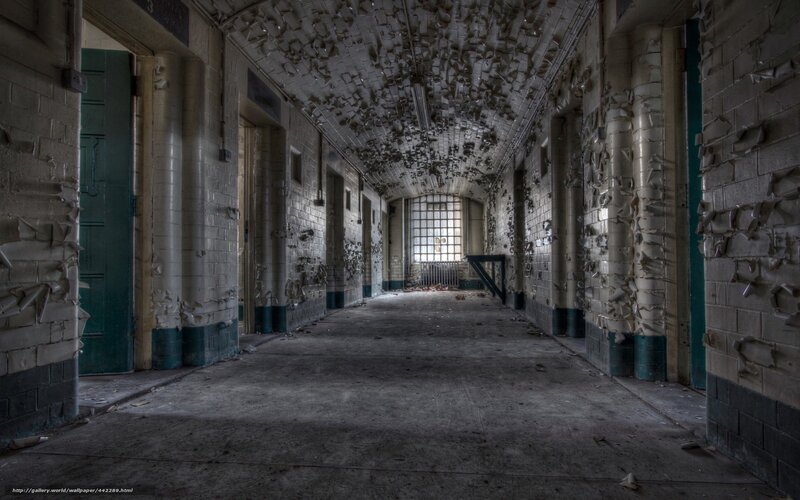 abandoned prison corridor