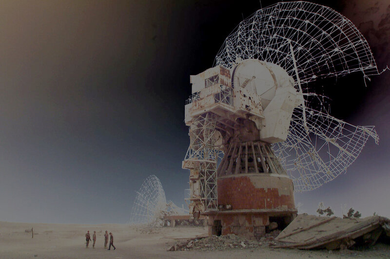 Abandoned radar station in desert
