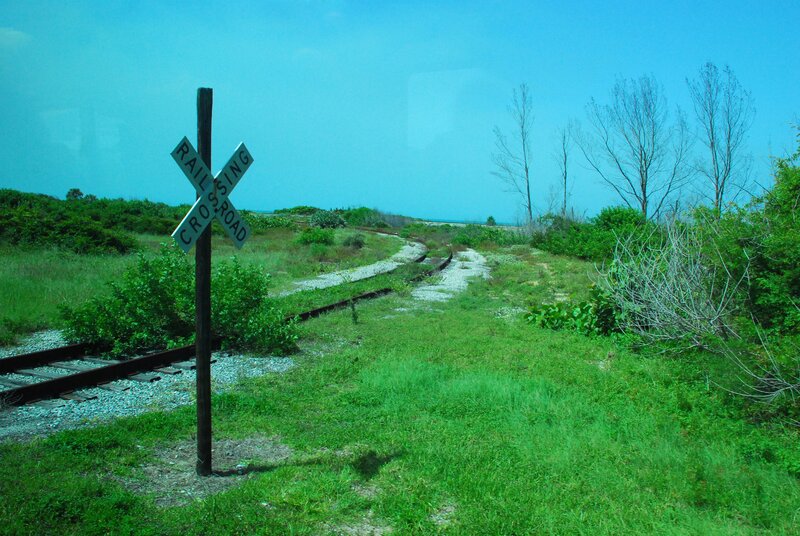 Abandoned railroad crossing sign