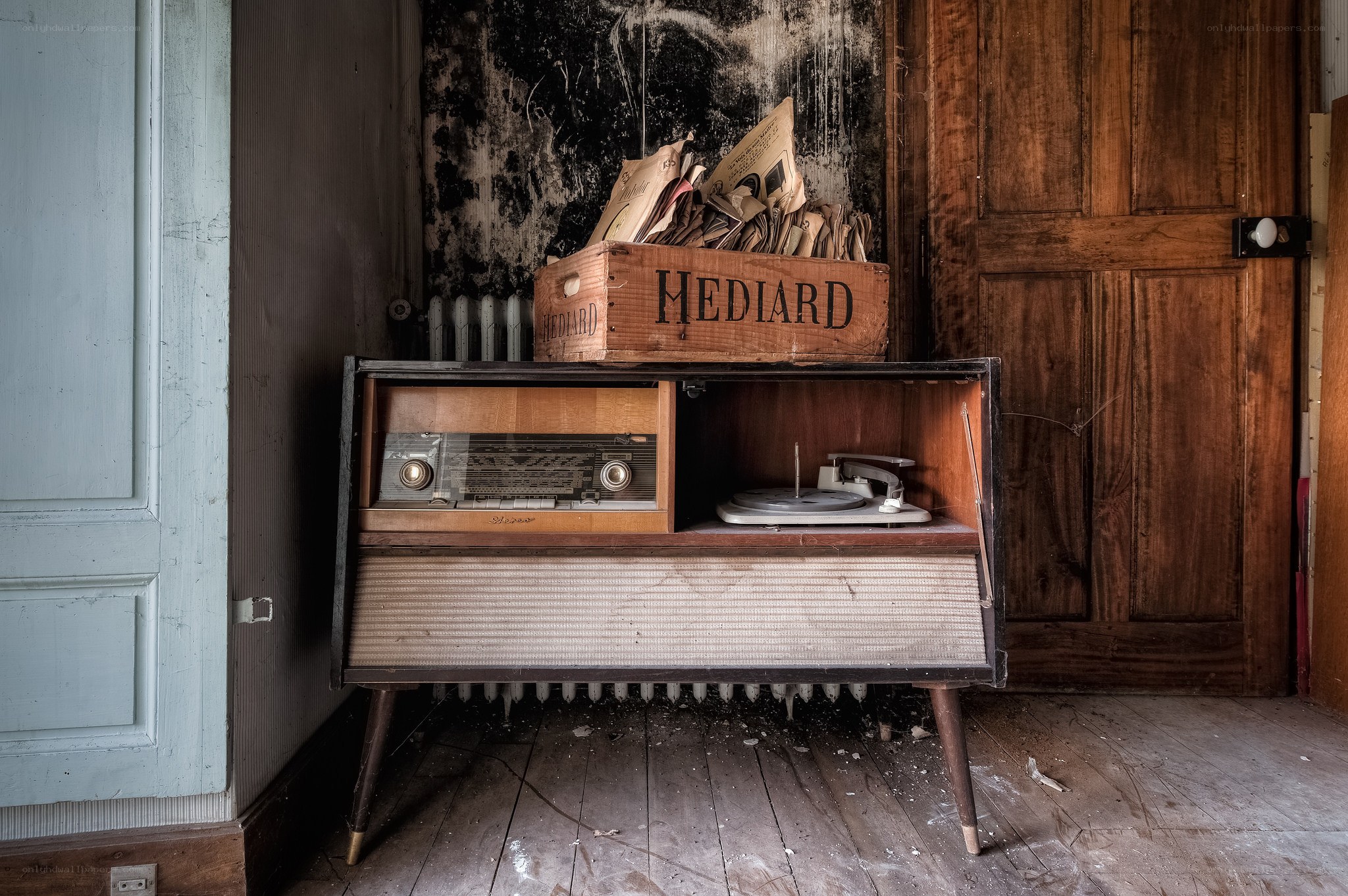 Abandoned record player cabinet
