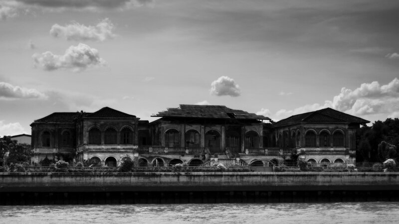 Abandoned riverside mansion