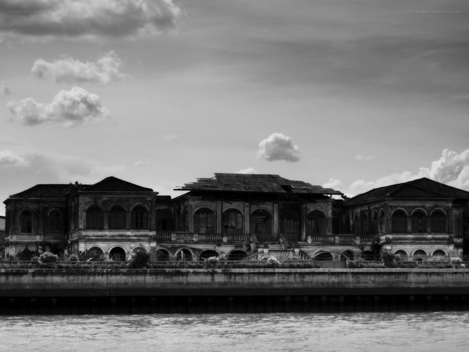 abandoned riverside mansion