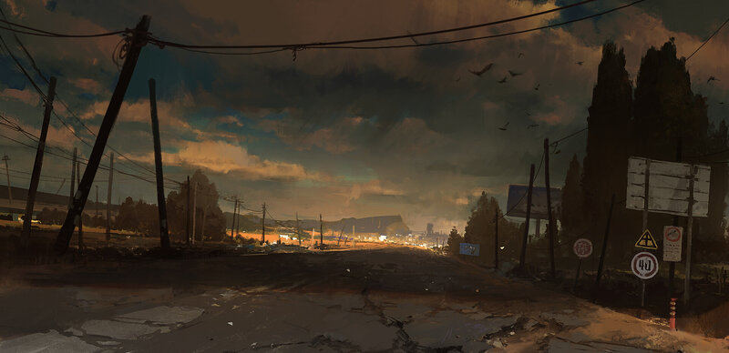 Abandoned Road at Dusk — Brown