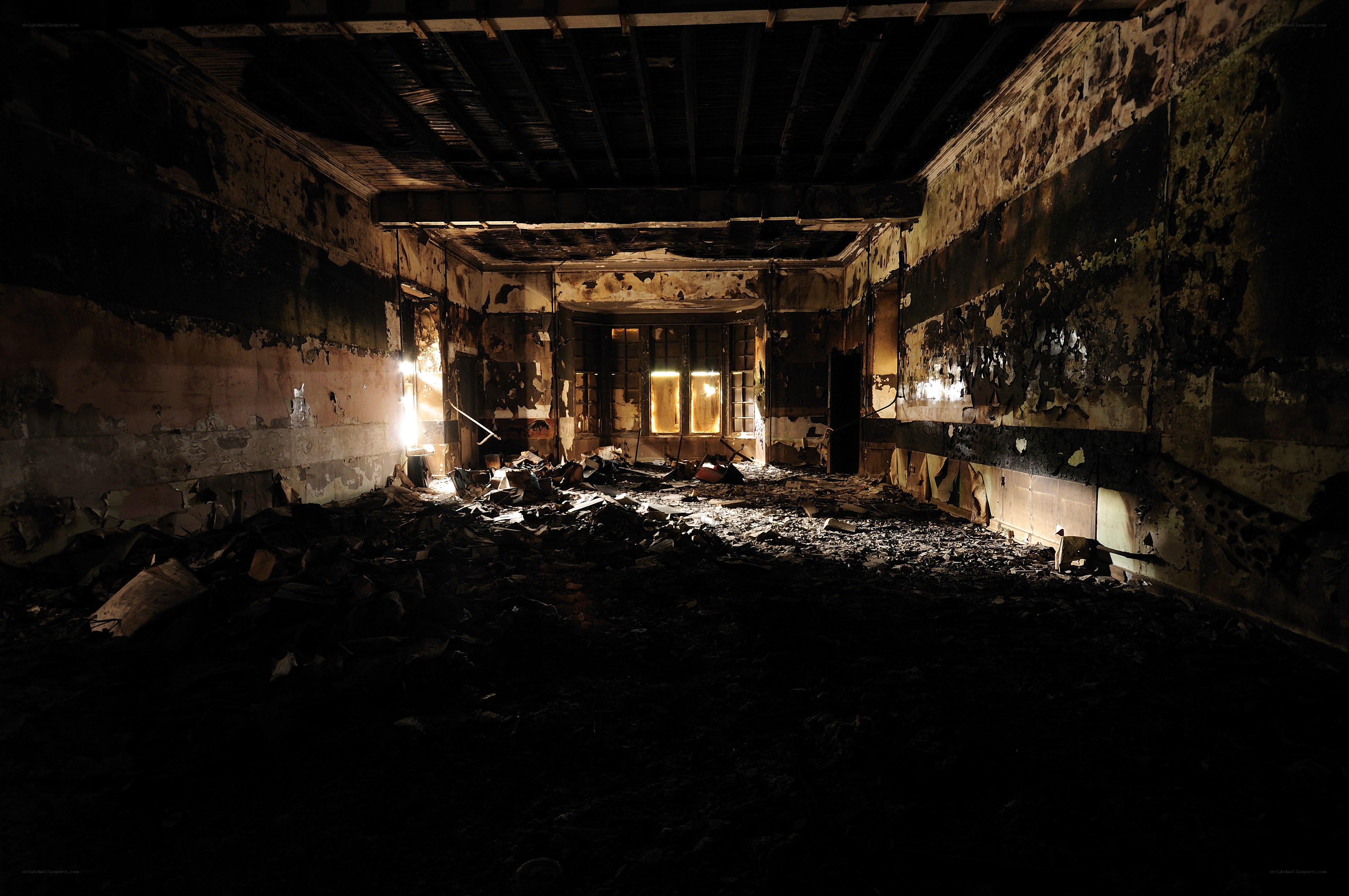 abandoned room after fire